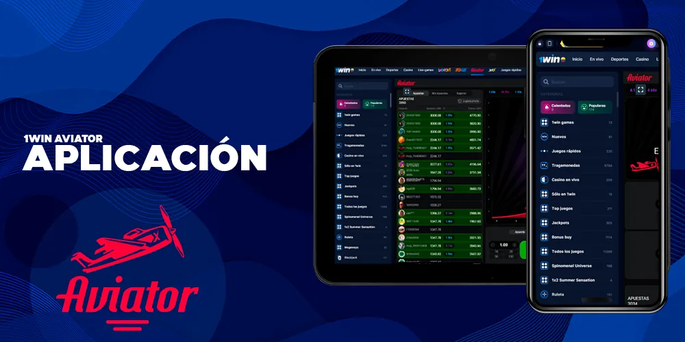 Aplicación móvil con el juego aviator game 1win